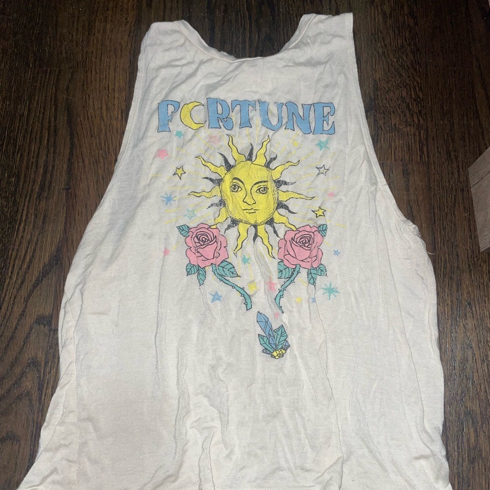 Hem & Thread Cream Graphic Relaxed Tank Top